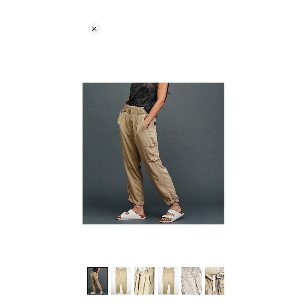 Free People Pants Women’s 4 Summers Over Cargo Belted Button Fly High Rise Pink